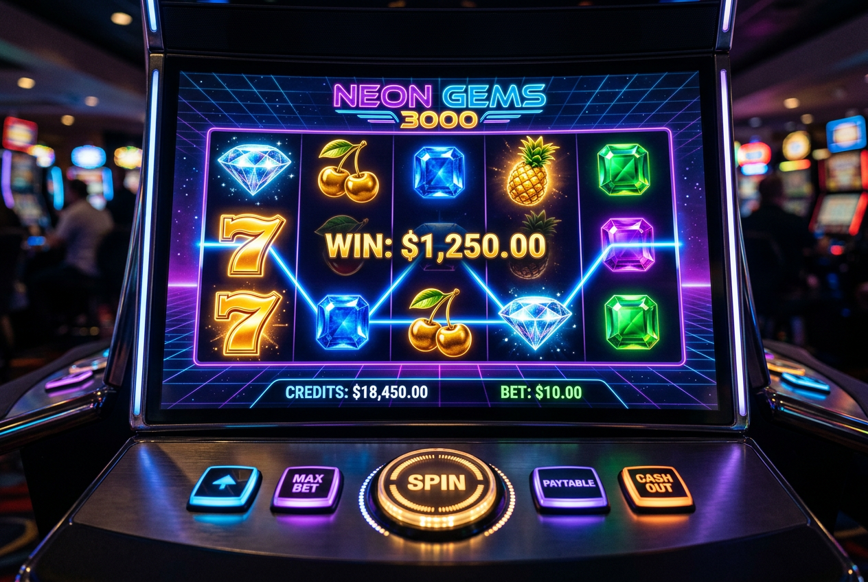 Modern slot machine digital display showing high volatility game mechanics